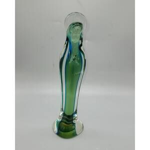 10” Vintage Murano Italy Green Glass Praying Madonna Virgin Mother Mary